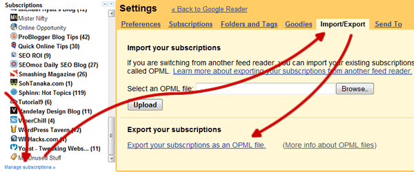 Export Google Reader Subscriptions Export Google Reader Subscriptions